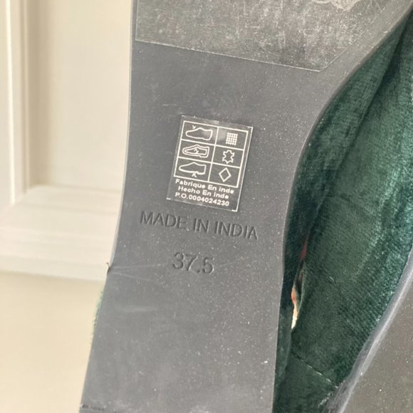 NWOB Free People Mystic Mary Jane Green Velvet Flats Sz 37.5 - Picture 7 of 7